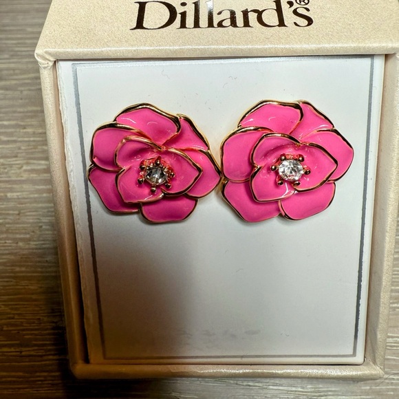 Dillard’s Pink Flower Earrings - Picture 2 of 2